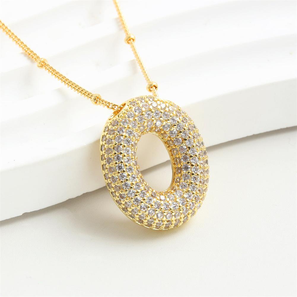 Light Luxury Brass 26 English Bubble Letter Zircon Large Pendant For Women's Party Jewelry Necklace