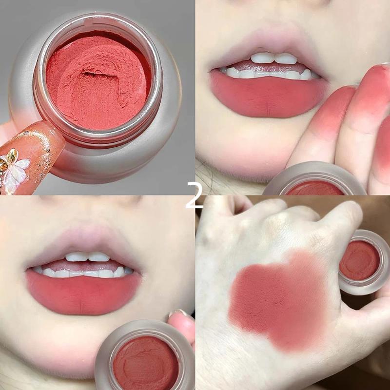 Cappuvini Lip&Cheek Dual-Purpose Lip Mud Lipstick Natural Matte Peach Blusher Cream Makeup Lasting Non-Stick Cup Red Lip Tint