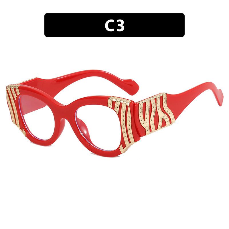 Personalized Heavy Metal Decorative Flat Mirror Anti-Blue Women'S Glasses Frame Catwalk Versatile Gorgeous Glasses Frame