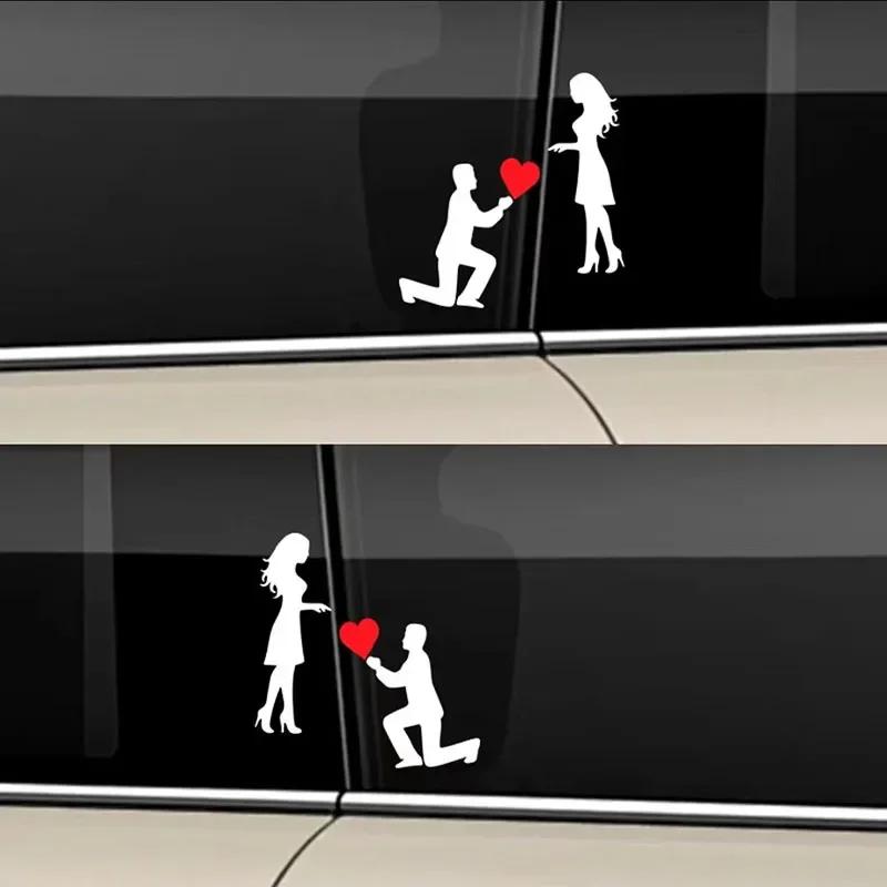 New Car Sticker Love Couple Propose Romantic Proposal Sticker Creative Body Door Auto Side Glass Waterproof Motorcycle Decal