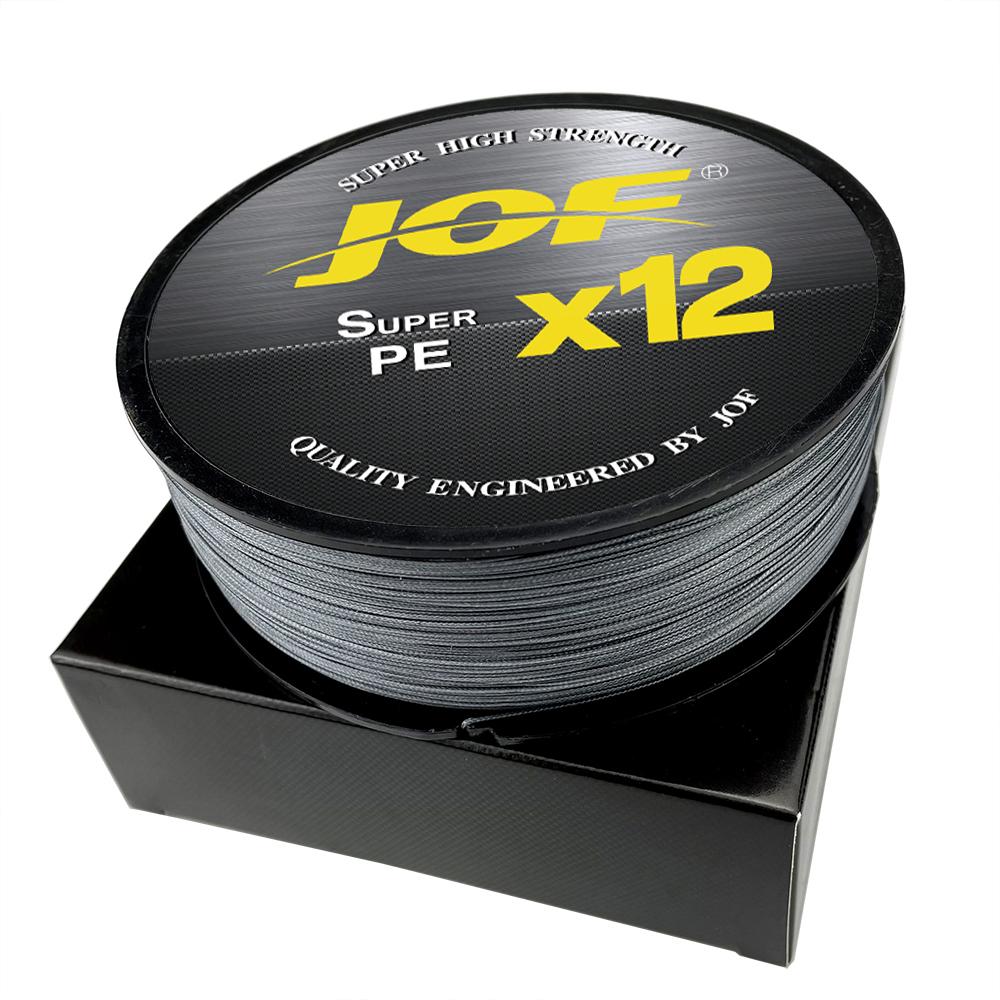 JOF X12 Linee da Pesca Intrecciate Migliorate Multifilamento PE Super Resistente a 12 Fili 100M 300M 500M 25LB 30LB 39LB 50LB 65LB 92LB