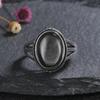 Vintage Oval Blue Sandstone Ring for Women, Antique CopperTone Created Boho Retro Promise Ring for Daily Jewelry Gift