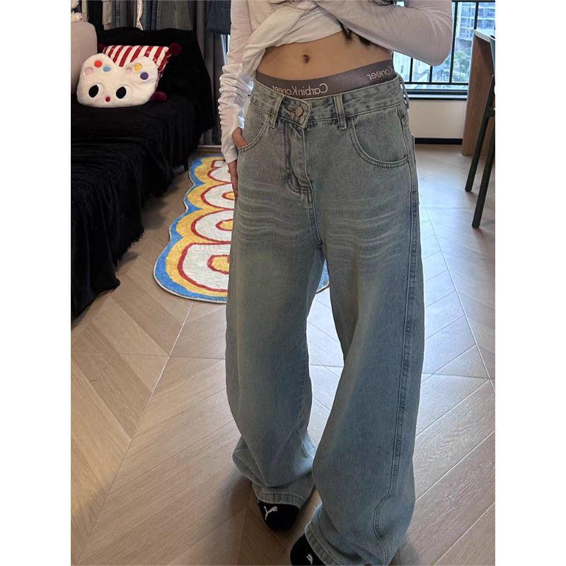 Plus Size Women's Retro Scimitar Embroidered Wide-Leg Jeans