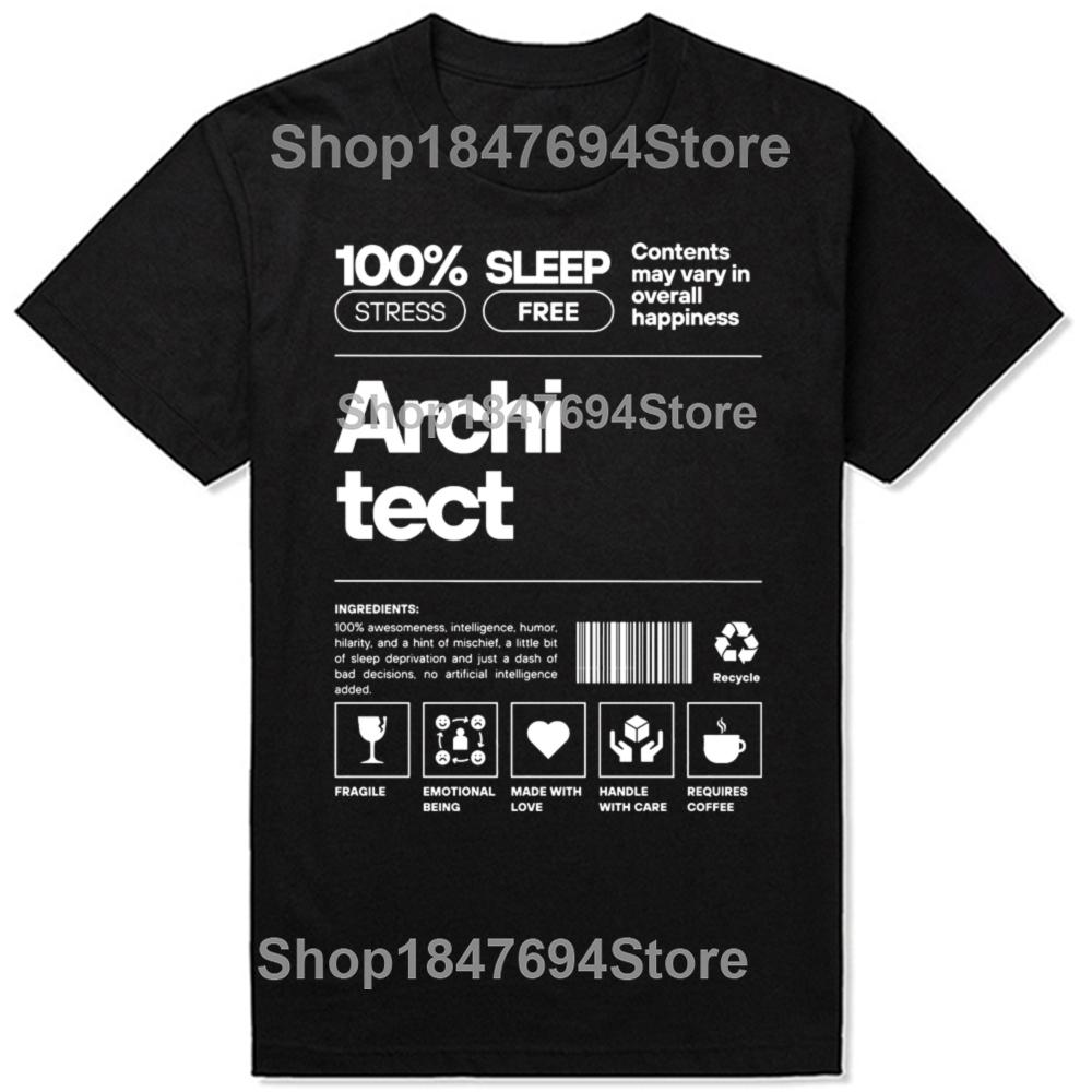 Rolig Arkitekt Arkitektur Grafik 100% Bomull T-shirts Herr Dam Mode Casual T-shirt Lös Oversized Streetwear T-shirt