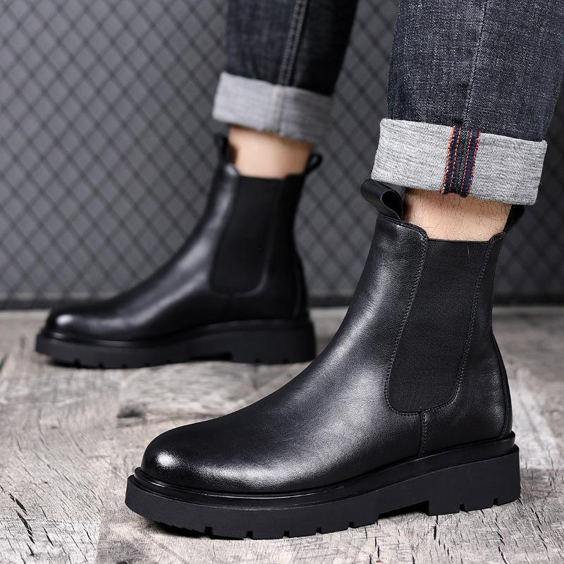 Herren Chelsea Boots Herren Herbst und Winter Britische Smoke Boots Fleece Mittel- und Hochschaft Herren Martin Boots 2025