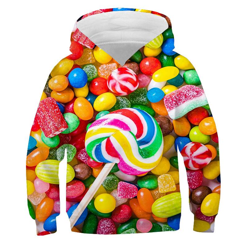 Moletons com Estampa de Batata Frita para Crianças Suéteres Coloridos com Estampa de Doce Macaron Frutas 3D Moletom Roupas Infantis