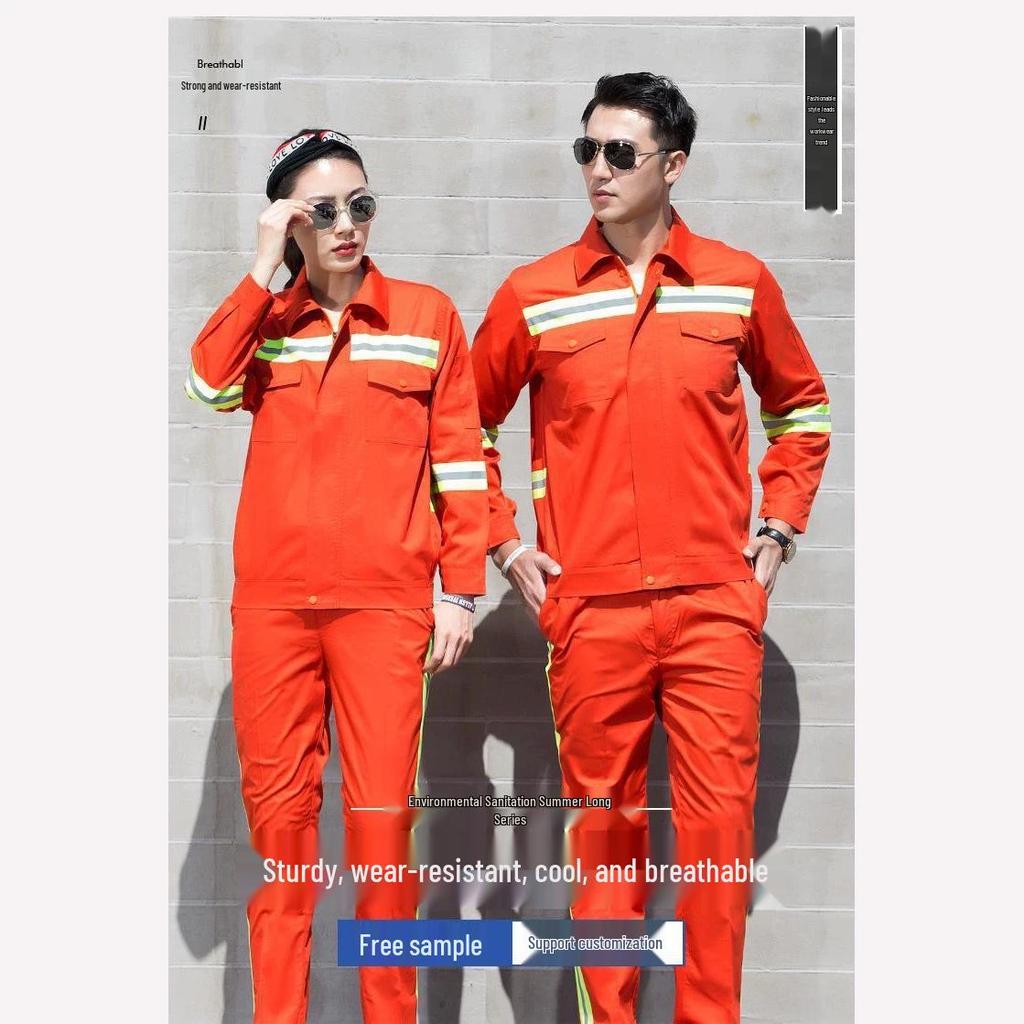 Traffic Safety and Road Maintenance Long-Sleeved Work Uniforms for Gardening, Sanitation, and Construction