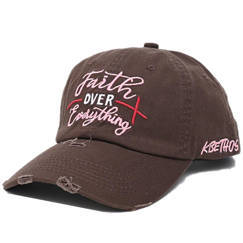 Hot Sale Unisex Washed Cotton OVER Letter Embroidery Baseball Cap Outdoor Casual Sun Dad Hat Adjustable For Women And Men