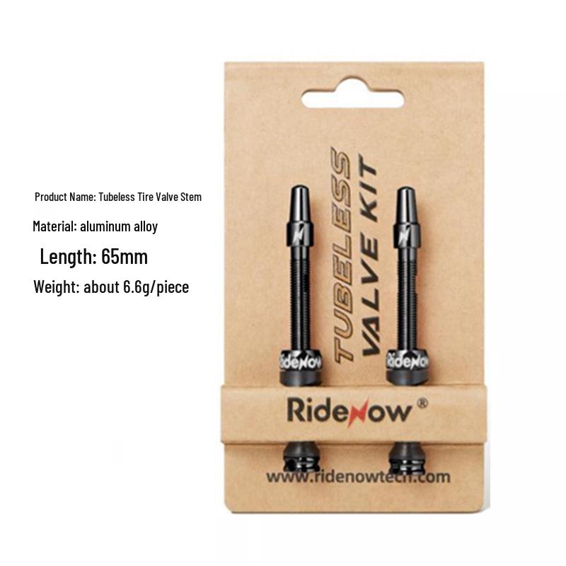 Ridenow Aluminum Tubeless Valve Stem FV45/65/85MM - Vacuum French Valve (No Inner Tube)