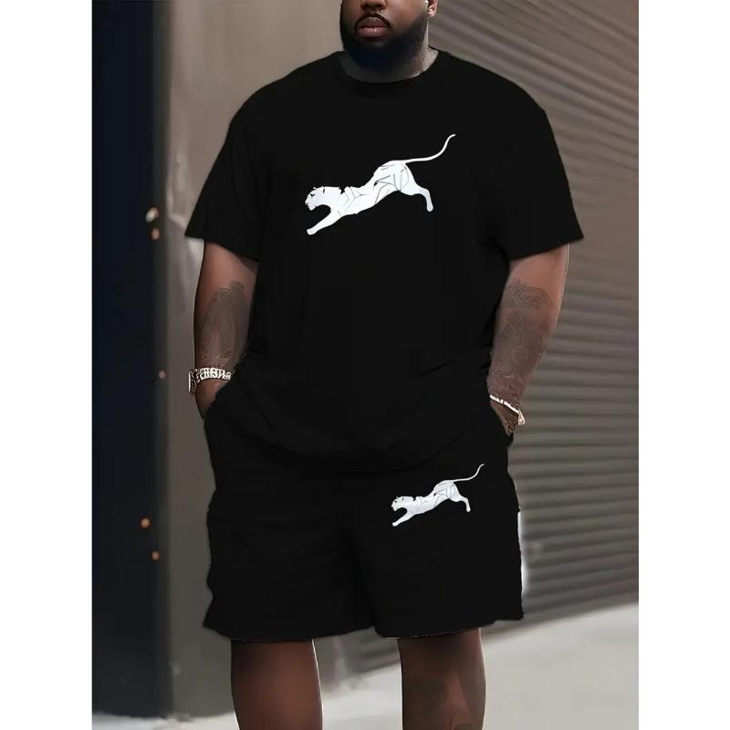 

Летний цветной принт Модная свободная спортивная одежда Мужская больших размеров с коротким рукавом Повседневная удобная спортивная одежда из двух частей 6XL