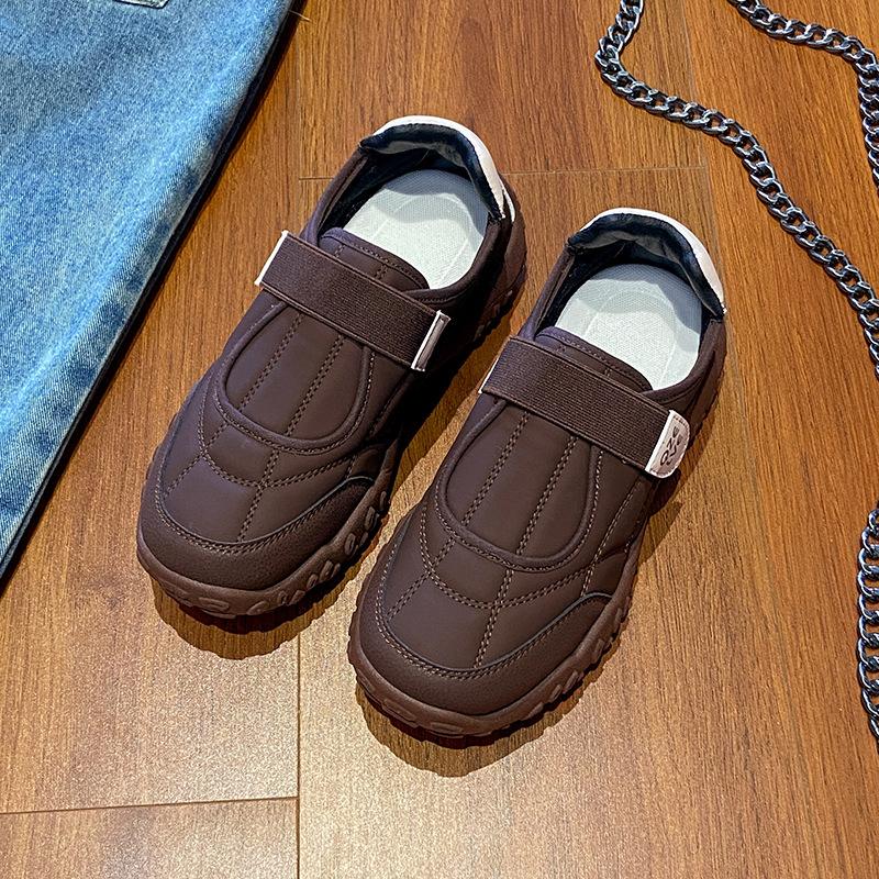 Thick-soled Velcro German Training Shoes Women's 2025 Autumn New Retro Student Sports Shoes Are Not Tired of Casual Little White Shoes