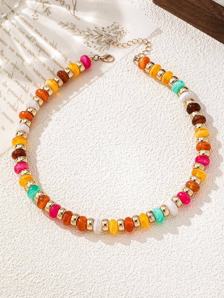European American Trend Simple Personality Handmade Colorful Beads Necklace Elf Costume Accessories Small Jewelry For Women