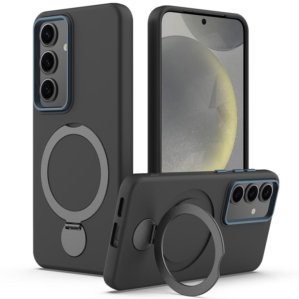 For Samsung Galaxy S25/S24 Magnetic Case Rotating Ring Kickstand TPU + PC Phone Back Cover