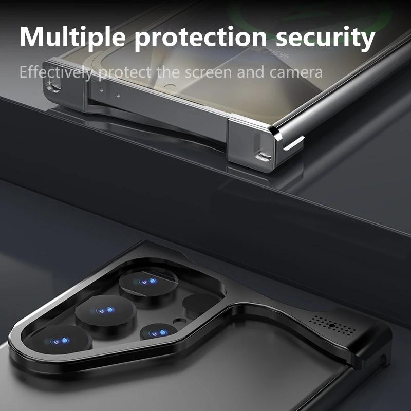 Nepravidelný kovový nárazník pouzdro na telefon pro Samsung Galaxy S22 S23 S24 S25 Ultra Plus hliníkový chladicí nárazuvzdorný kryt pro S25Ultra