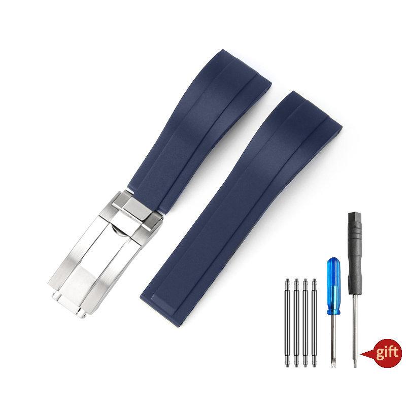 

Ремешок для часов 20 мм, натуральный мягкий силиконовый резиновый ремешок для часов Rolex, ремешок для часов Daytona Submariner GMT OYSTERFLEX, браслет со складной пряжкой 20mm