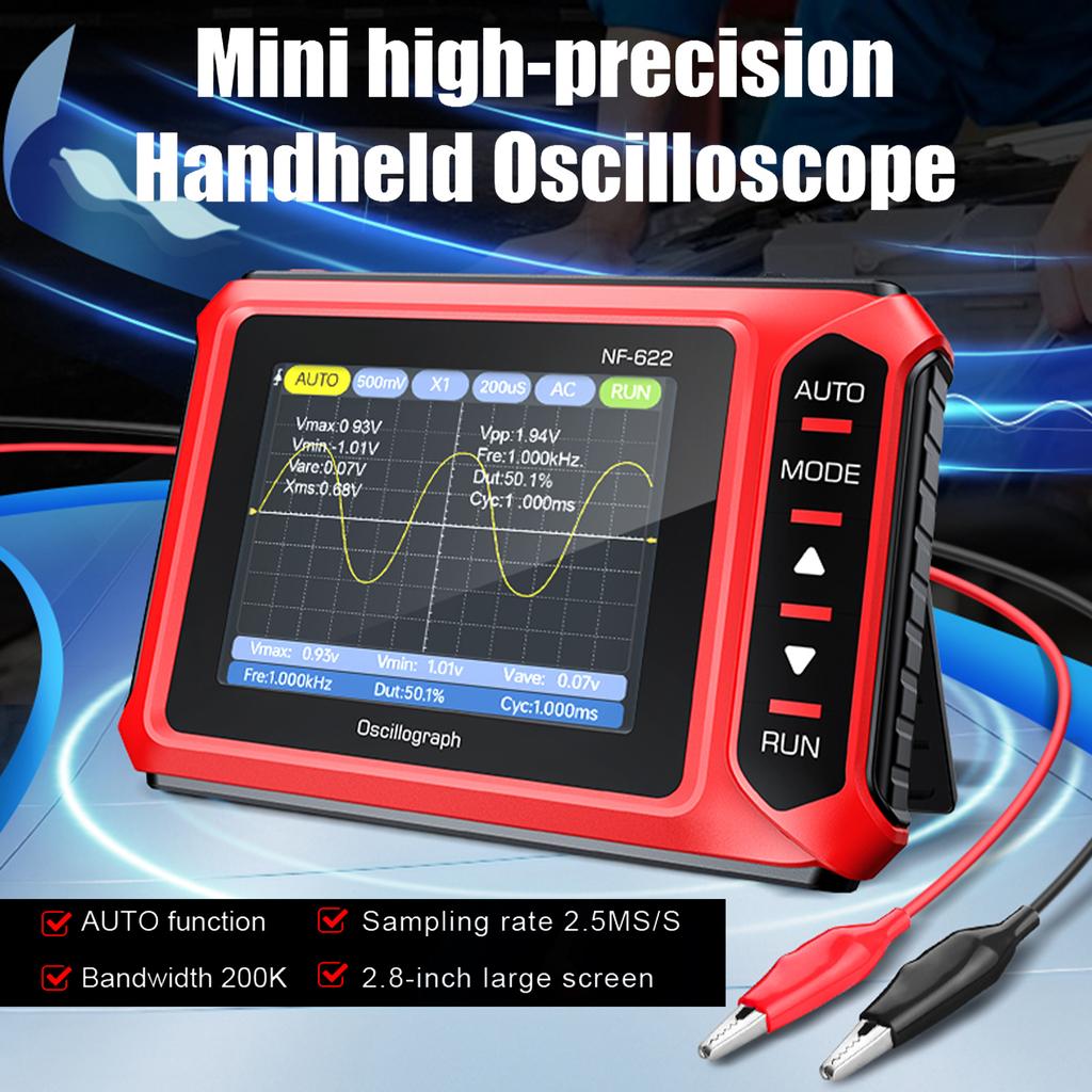 Portable Oscilloscope, 2.8" Handheld Digital Oscilloscope Kit with 2.5MSs High Sampling Rate, 200K