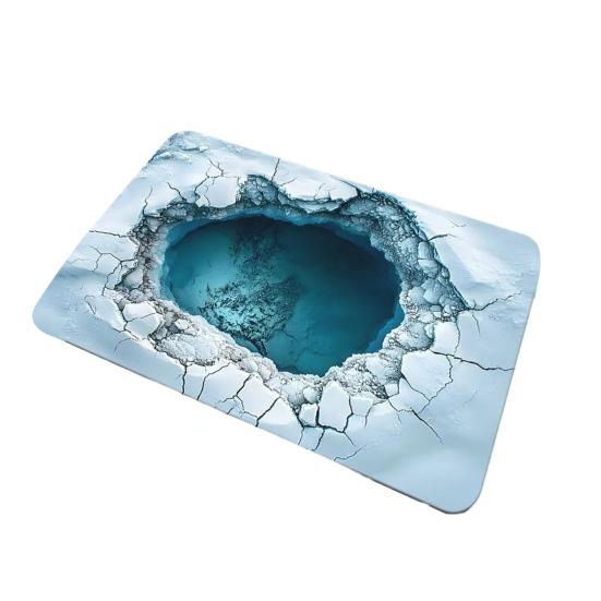 3D Optical Illusion Rug Endless Abyss Floor Mat Depth Manhole Entrance Rug Non-Slip Doormat for Bathroom Living Room Playroom Decoration