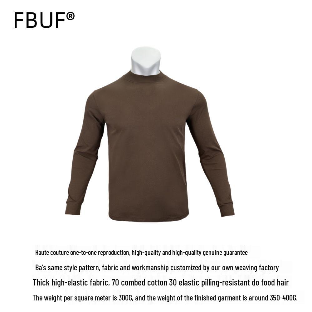 Herrars Stretch Slim Fit 300g Snabbtorkande Långärmad Fitnessöverdel med Halvhög Hals