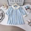 Girls' Long Sleeve Plaid Princess Dress with Doll Collar - Spring/Autumn Style