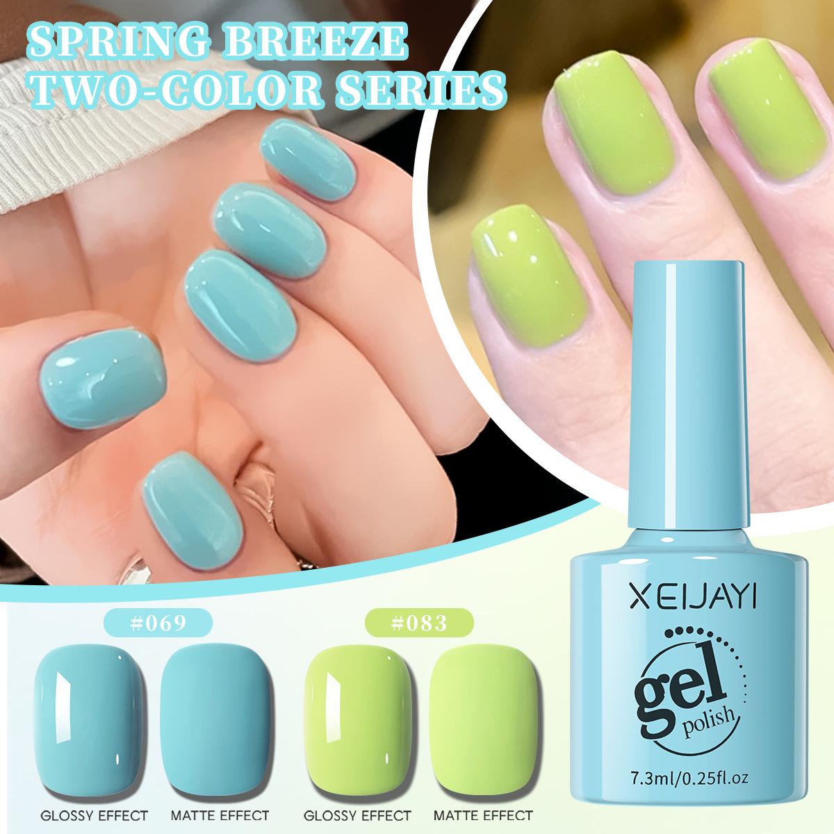 

2025 Summer Gel Polish Set: Whitening Blue & Green Fluorescent Colors