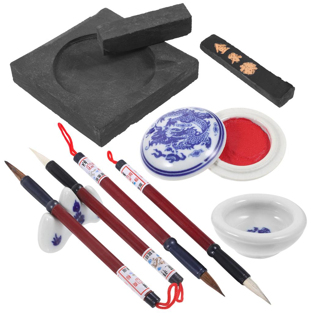 Pietra da Inchiostro Kit Calligrafia Pennello Cinese Set Pittura Quattro Tesori Materiale Studio Materiale Principianti