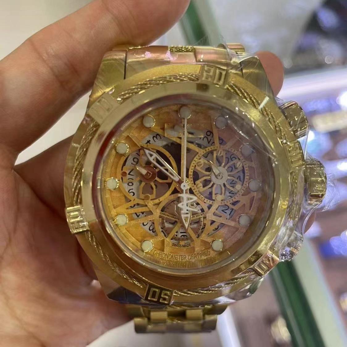 

Модные мужские кварцевые часы Invicta с большим циферблатом и дизайном английского Будды, многофункциональные и немеханические.