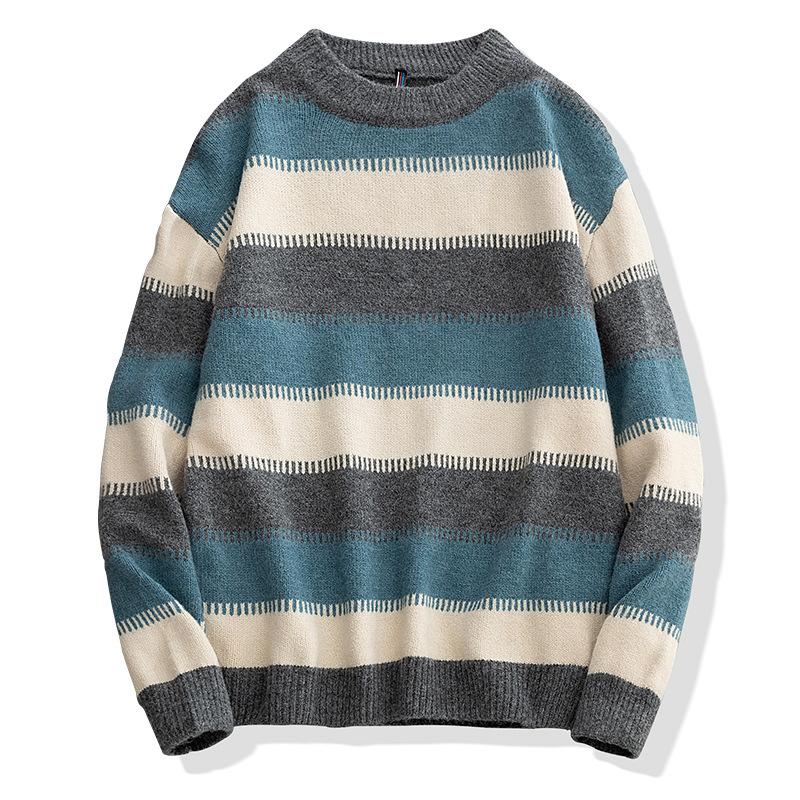 Winter Men 'S Round Neck Thicken Sweater Loose Knitwear Sweater Warm Bottoming Shirt 