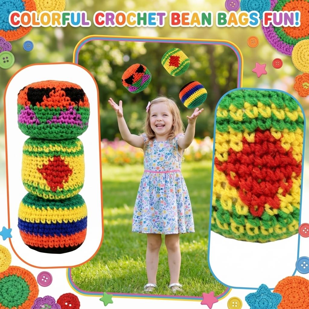 3pcs Kids Bean Bags Soft Fabric Filled Toss Game Set Durable and Lightweight for Indoor Outdoor Play and Skill Development