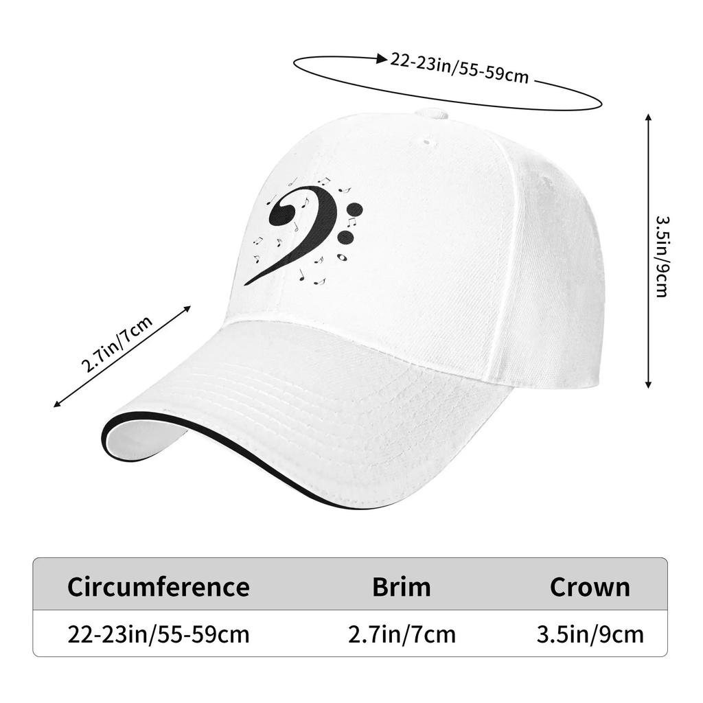 Bass Clef Music Logo Sun Baseball Cap Musical Style FA Spring Fashion Trucker Hat For Unisex Women Hiking Fishing Baseball Caps