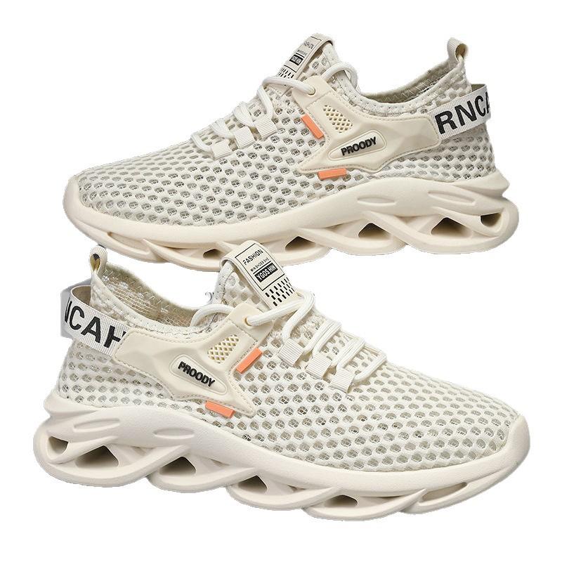 Spring New Daily Running Sports Lace-up Men's Shoes Large Mesh Mesh Breathable Low-top Sports Mesh Shoes