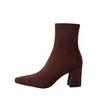 Intellectual Elegance Commuter High Heel Thin Boots 2025 Autumn and Winter New Small Square Head Side Zipper Elastic Bag Legs Short Boots Women