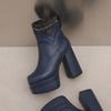 Women's High-heeled Short Boots Sexy European and American Style Autumn and Winter Waterproof Table Thick-heeled Large-size Roman Boots