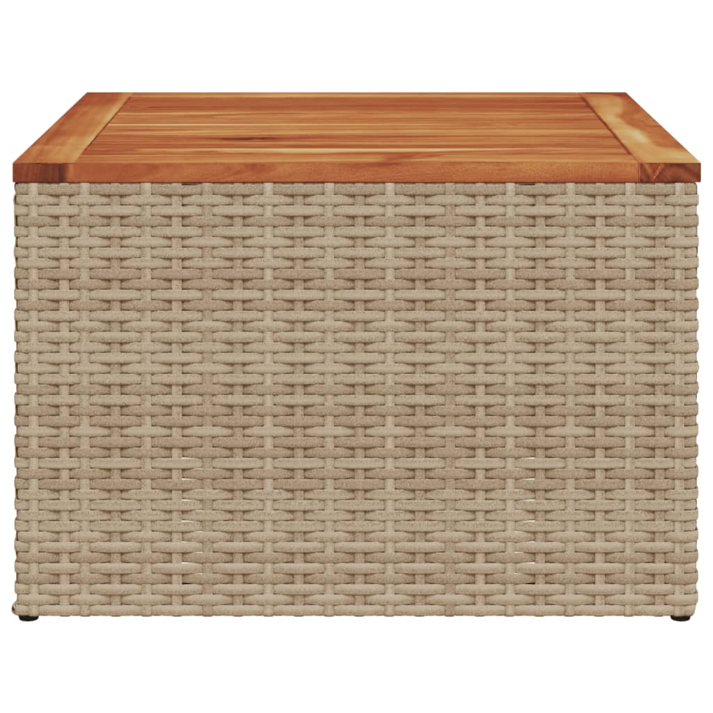Vidaxl Stół Ogrodowy, Beżowy 55X55X37 Cm, Rattan Pe I Drewno Akacjowe