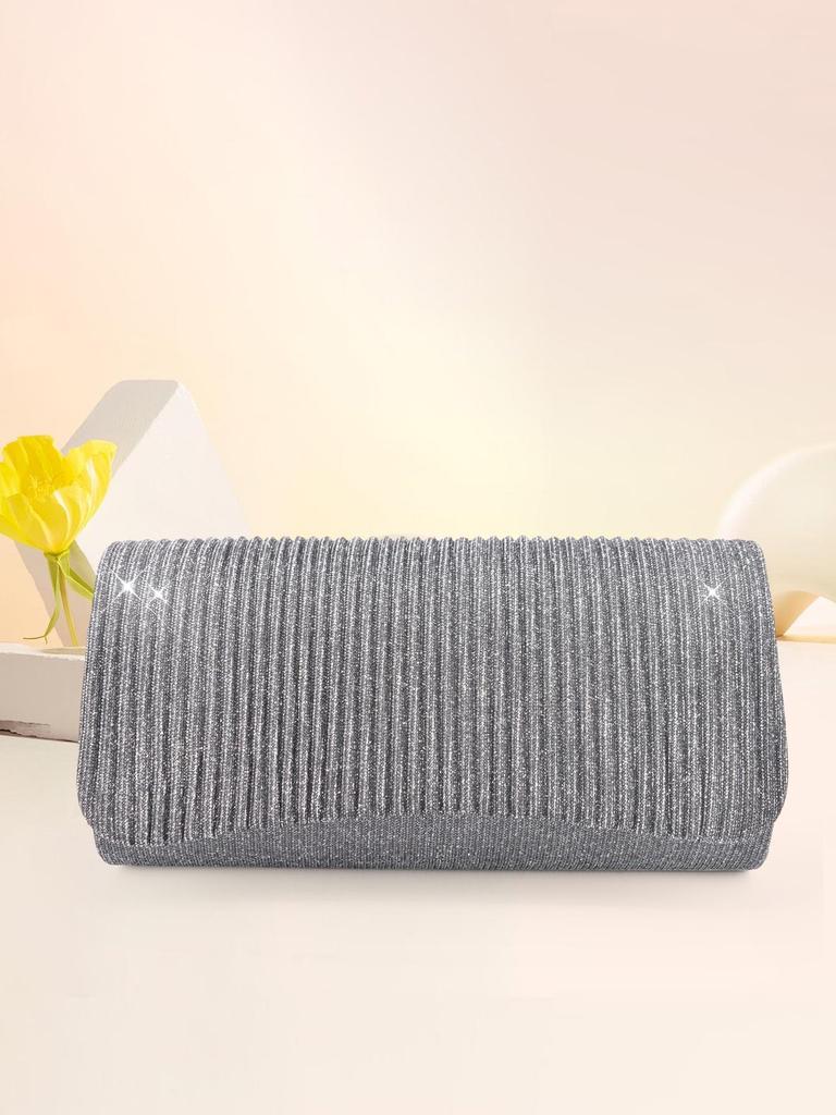 New Style Women's Shiny Pleated Crossbody Clutch - Perfect for Weddings, Cocktails, and Evening Events