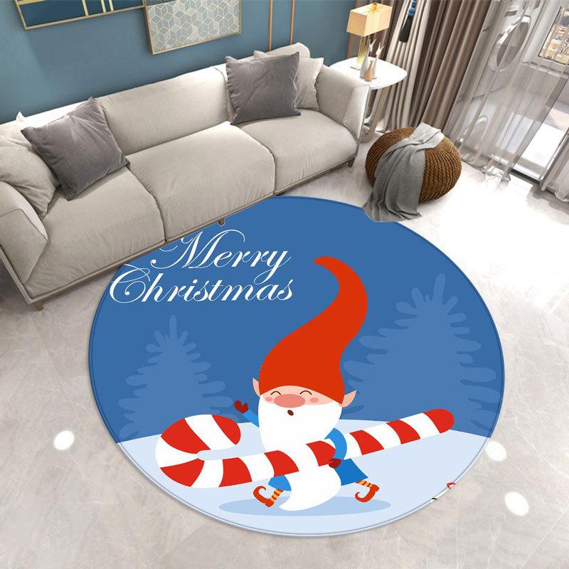 

Christmas Circular Carpet Checkered Dwarf Print Living Room Decoration Anti Slip Mat Home Decoration Christmas Gifts 40x40cm