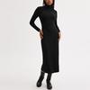 Coach Solid Color Knitted High Neck Long Sleeve Dress Women dresses Black CN706-BLK