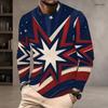Men S Plus Size Round Neck Long Sleeve Printed T Shirt Red Blue White Casual Pullover