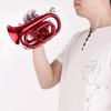 XIXIAN Mini Pocket Trumpet, Bb Flat, Brass, with Mouthpiece, Gloves, Cleaning Cloth, and Carrying Case, 24.5 * 15 * 7.5cm