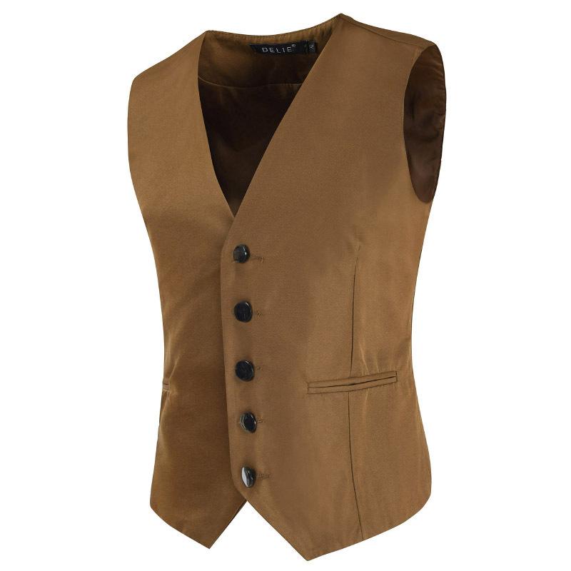 Men S Korean Style Slim Fit Solid Color Suit Vest