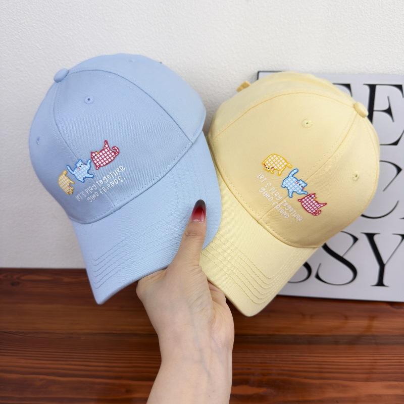 Cute cartoon animal baseball cap spring and summer big head circumference soft top cap women's fashion versatile hat