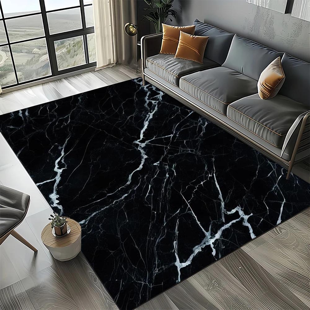 Neuer Stil Schwarz Weiß Gold Marmor Mode 3D Teppich Teppich für Wohnzimmer Schlafzimmer Zuhause Sofa Dekoration, Kinder Rutschfeste Bodenmatte