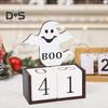 Halloween dřevěný odpočítávací kalendář Halloweenský adventní kalendář Ručně vyráběná stolní dekorace dýňový hrad duchů