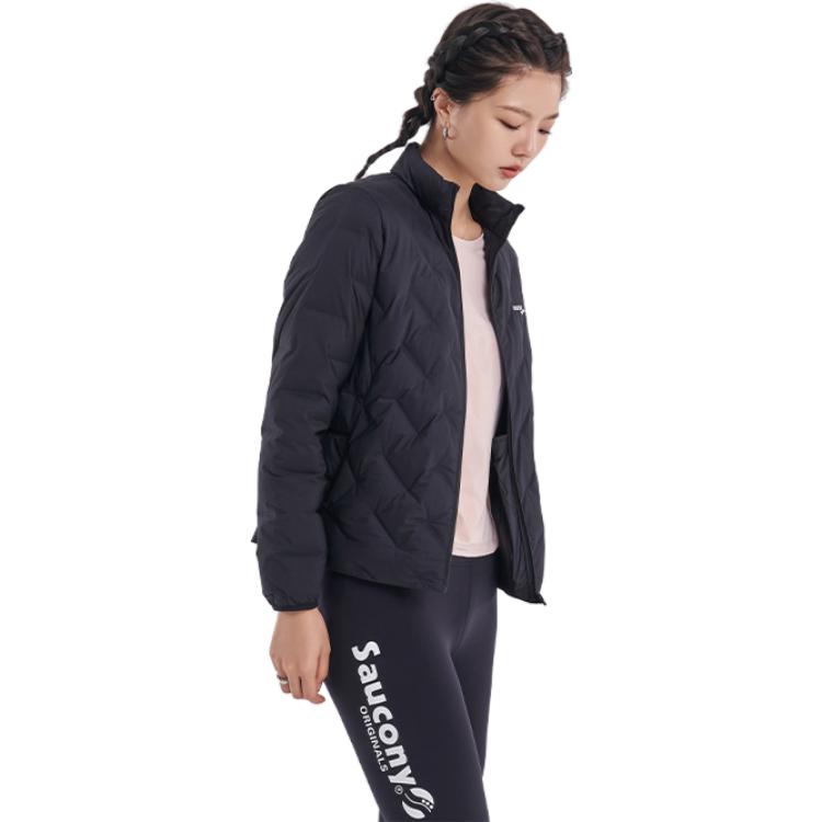SAUCONY Short Lightweight Warm Casual Down Jacket Women Outerwear Black SC1220007-2