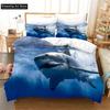 3D Blue Ocean Sharks Bedding Set Cute Quilt Cover Bed Cover With Pillowcase Twin Single Queen King Size Boys Adult Home Textile