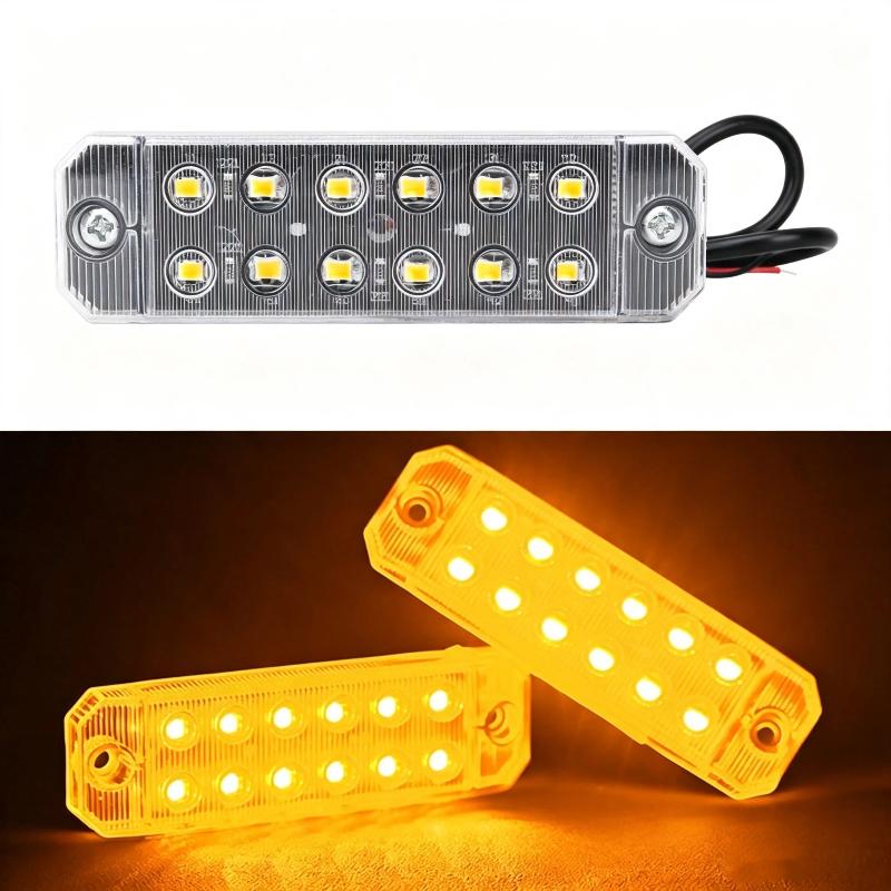 1Pcs 12-35V Truck Led Side Marker Light Double Row 12 Smd Strobe Warning Light Indicator Signal Light Rear Taillight Colorful
