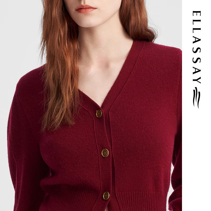 ELLASSAY Women's Merino Wool French Retro Knitted Sweater