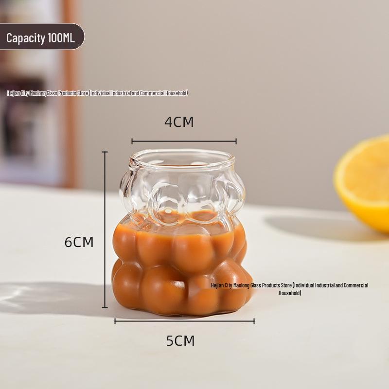 Ins Style High Borosilicate Grape Glass Mug with Handle 100ml