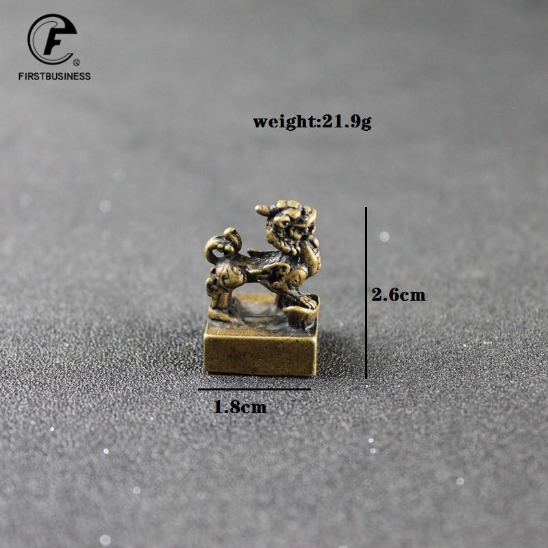 Copper Dragon Coins Engraved Seal Sculpture Desk Ornaments Vintage Brass Animal Miniatures Figurines Decorations Home Decor Gift