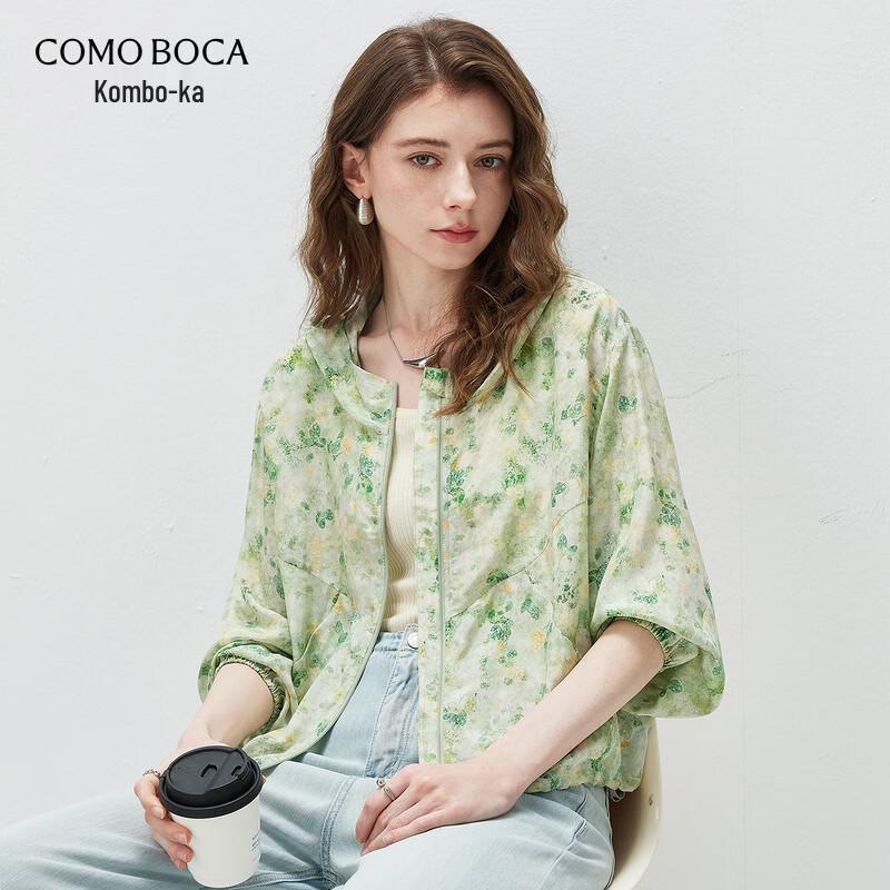 Komomboka 2026 Spring/Summer Women s Floral Silk Crepe Hooded Top M