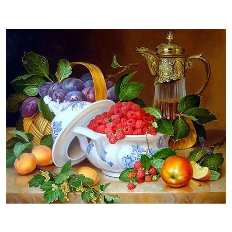 5D Diy Diamond Painting Fruit Set Kit Full Drill Round Diamond Embroidery Mosaic Picture of Rhinestones Home Decoration